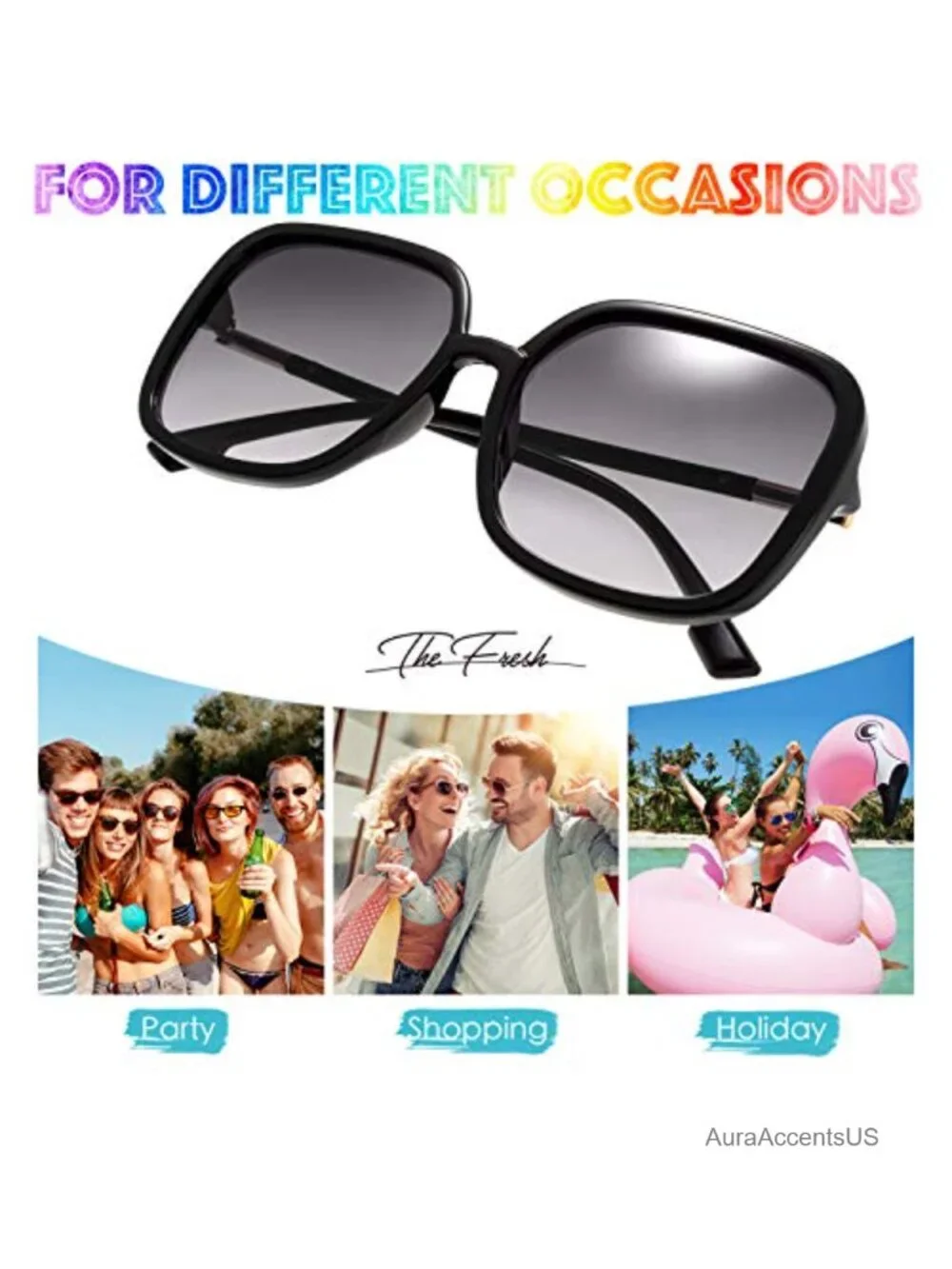 Oversized Square Cat Eye Hybrid Butterfly Fashion Sunglasses UV Protection
